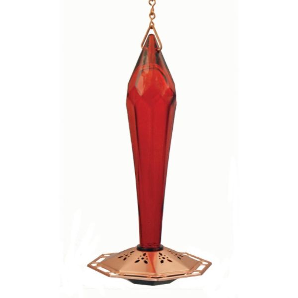 Premier Backyard Brands PBBFGHFR Schrodt Ruby Faceted Glass Hummingbird Feeder